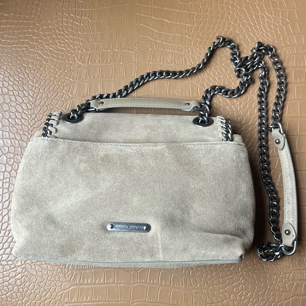 Rebecca Minkoff Edie Xbody With Woven Chain Crossbody Bag MSRP $248 SANDRIFT - Picture 2 of 6